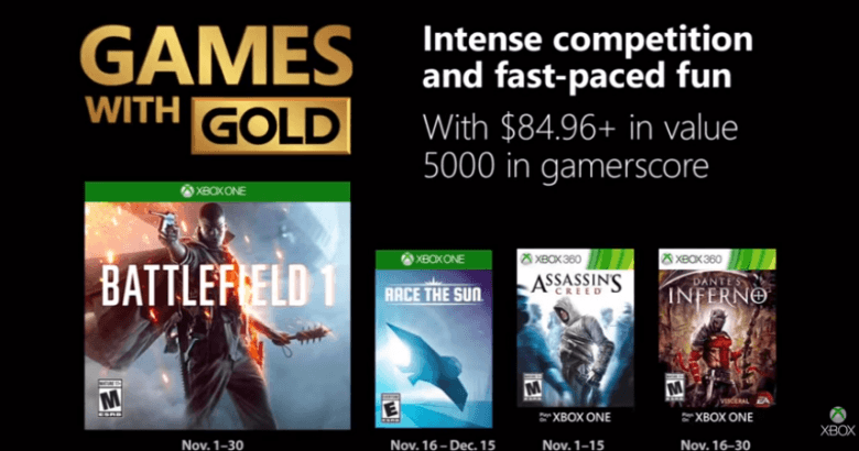 Xbox Live Games With Gold November 2018