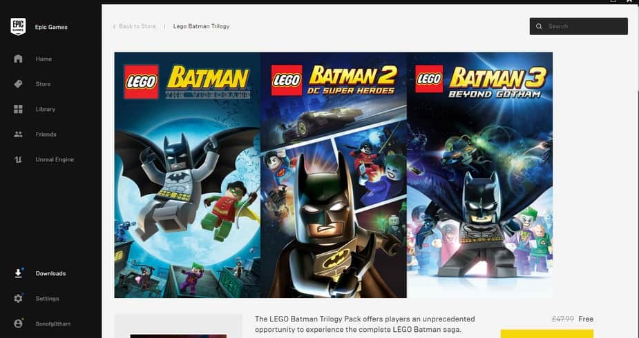 epic games lego batman free