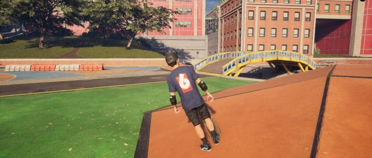 Tony Hawk stands at an unnatural angle when stopped on an incline.