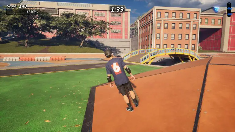 Tony Hawk stands at an unnatural angle when stopped on an incline.