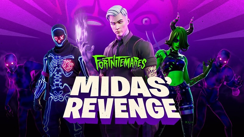 Fortnitemares graphic with Midas and other skins