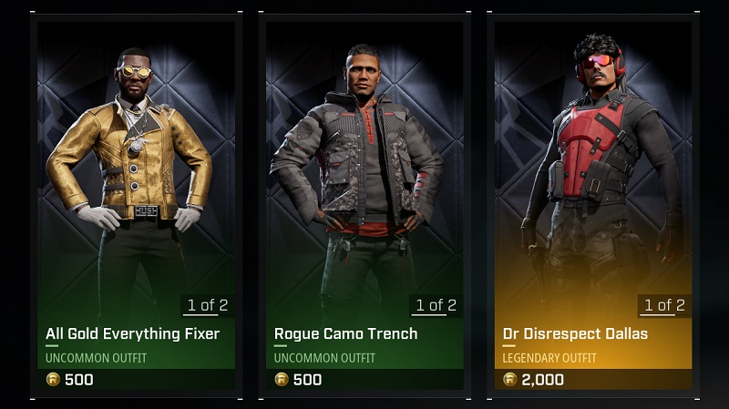 Rogue Company outfits in the Store