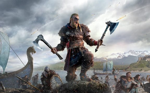 Valhalla character standing with two axes